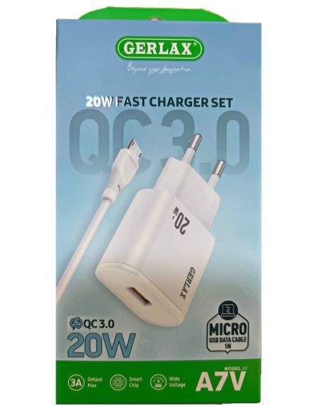 Купити Зарядний пристрій Gerlax A7V QC 3.0 20W Micro USB в ELEKTRON.UA
